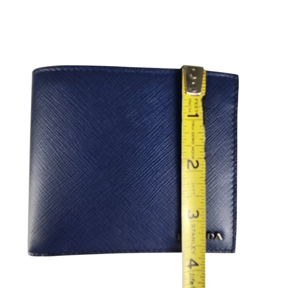 Prada Men's Baltic Blue Billfold Wallet Saffiano Leather in Box NWOT